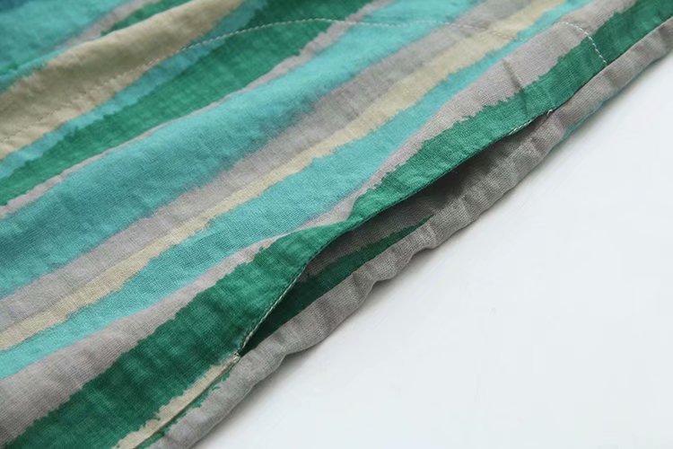 Women Autumn Stripe Lapel Neck Blouses Loose Tops