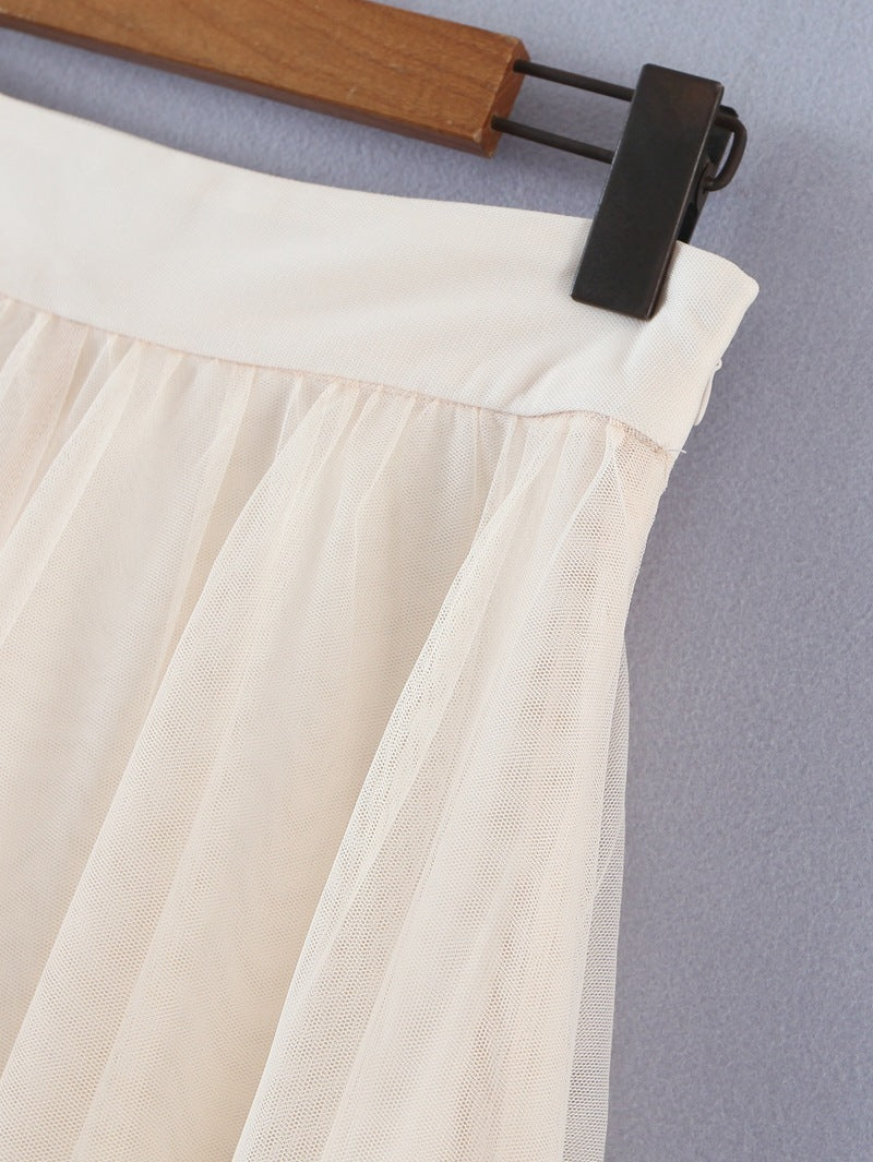 Spring New Style New Sweet Wind Mesh Thin Casual Long Skirt Women