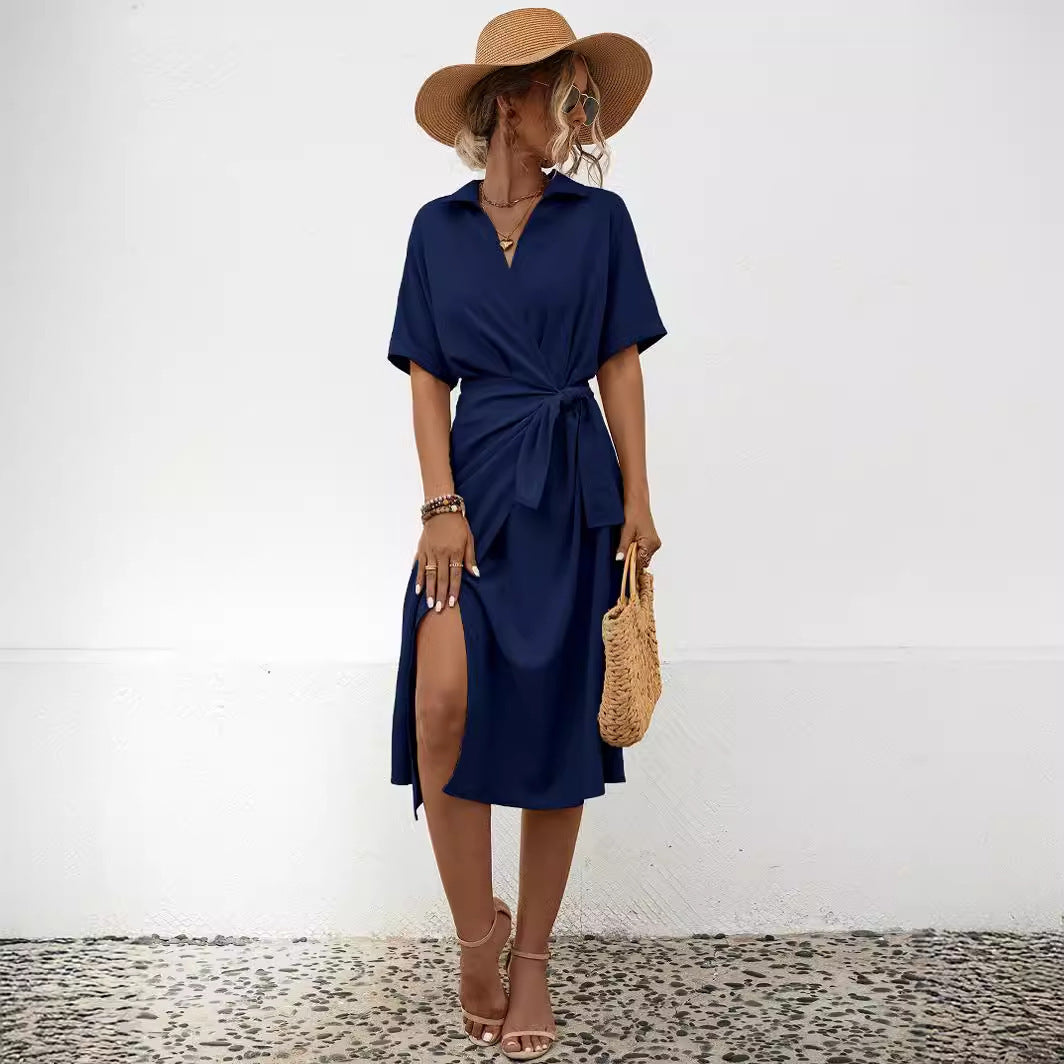 Stomach Blanket Short Sleeve Dress Women