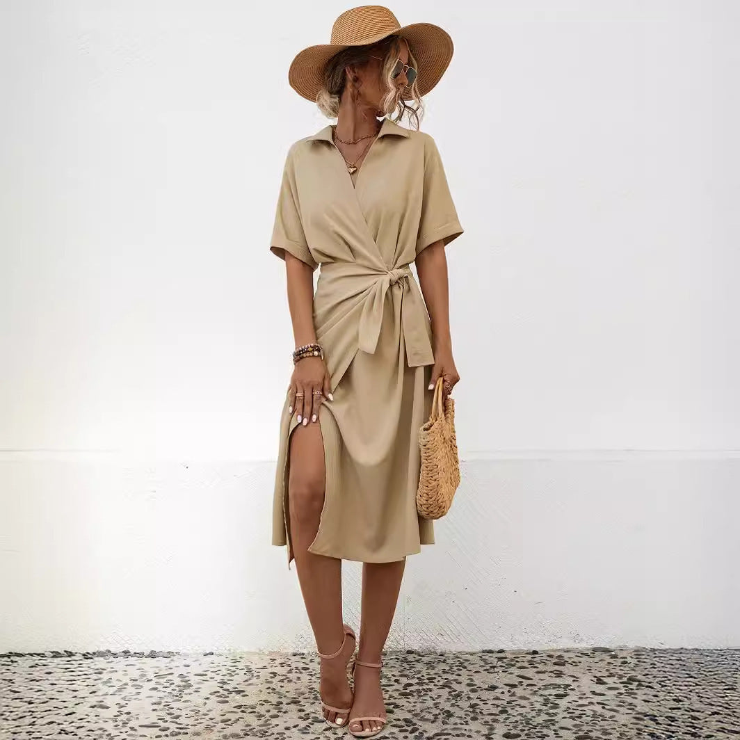 Stomach Blanket Short Sleeve Dress Women