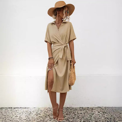 Stomach Blanket Short Sleeve Dress Women