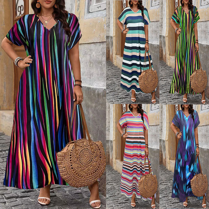 Printed Slit Hemline At Hem Plus Size Women&