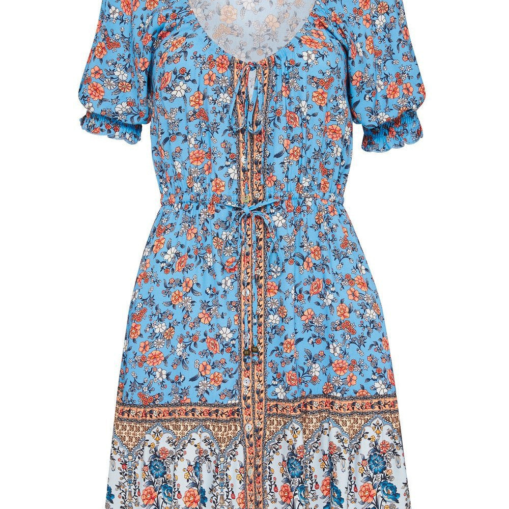Short Sleeve Floral Dress For Women