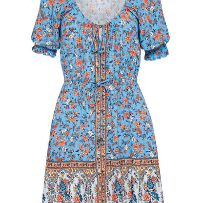 Short Sleeve Floral Dress For Women