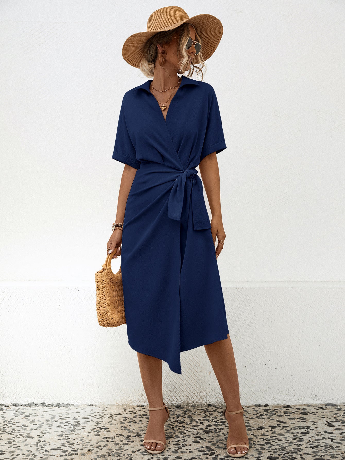 Stomach Blanket Short Sleeve Dress Women