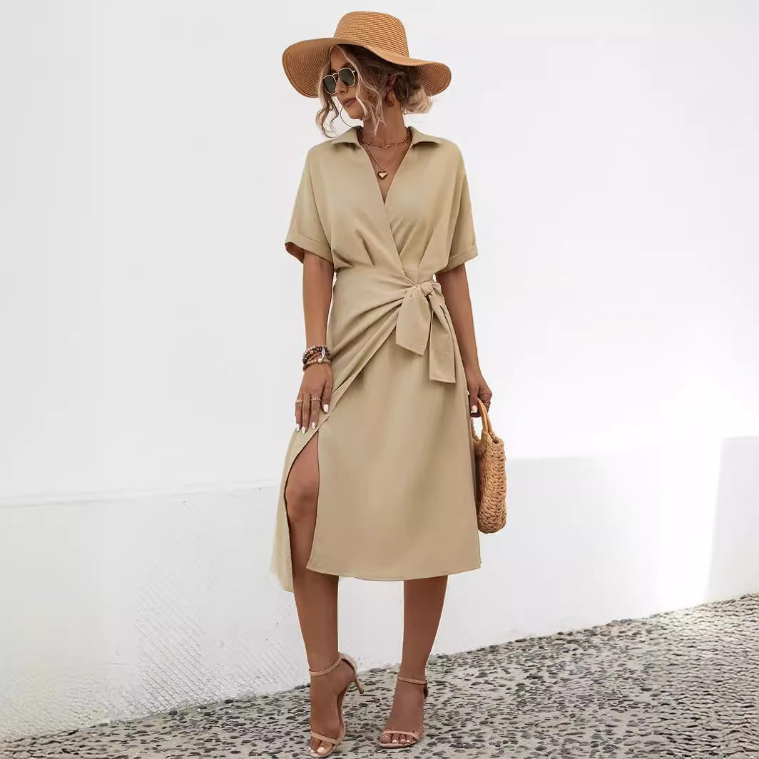 Stomach Blanket Short Sleeve Dress Women