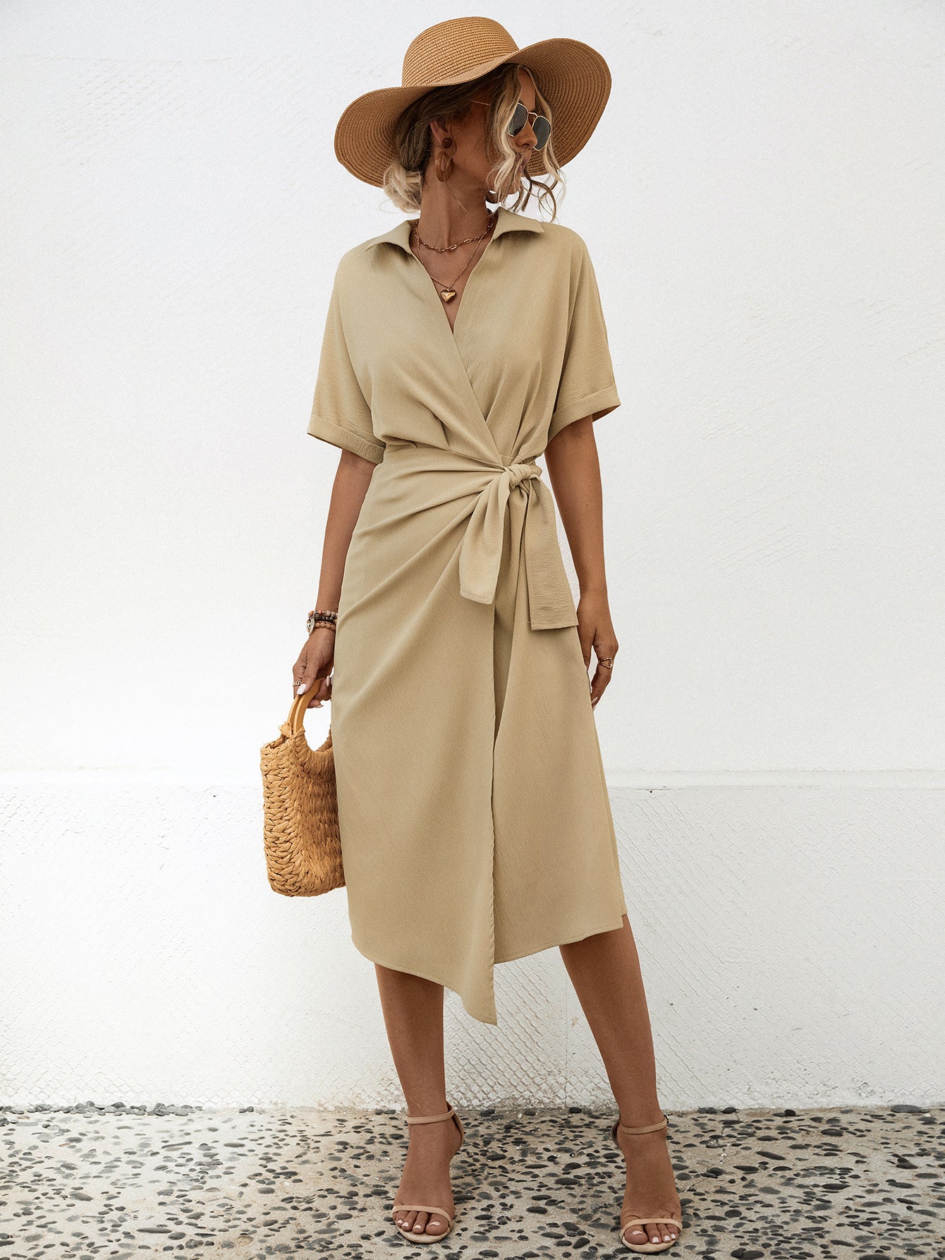 Stomach Blanket Short Sleeve Dress Women