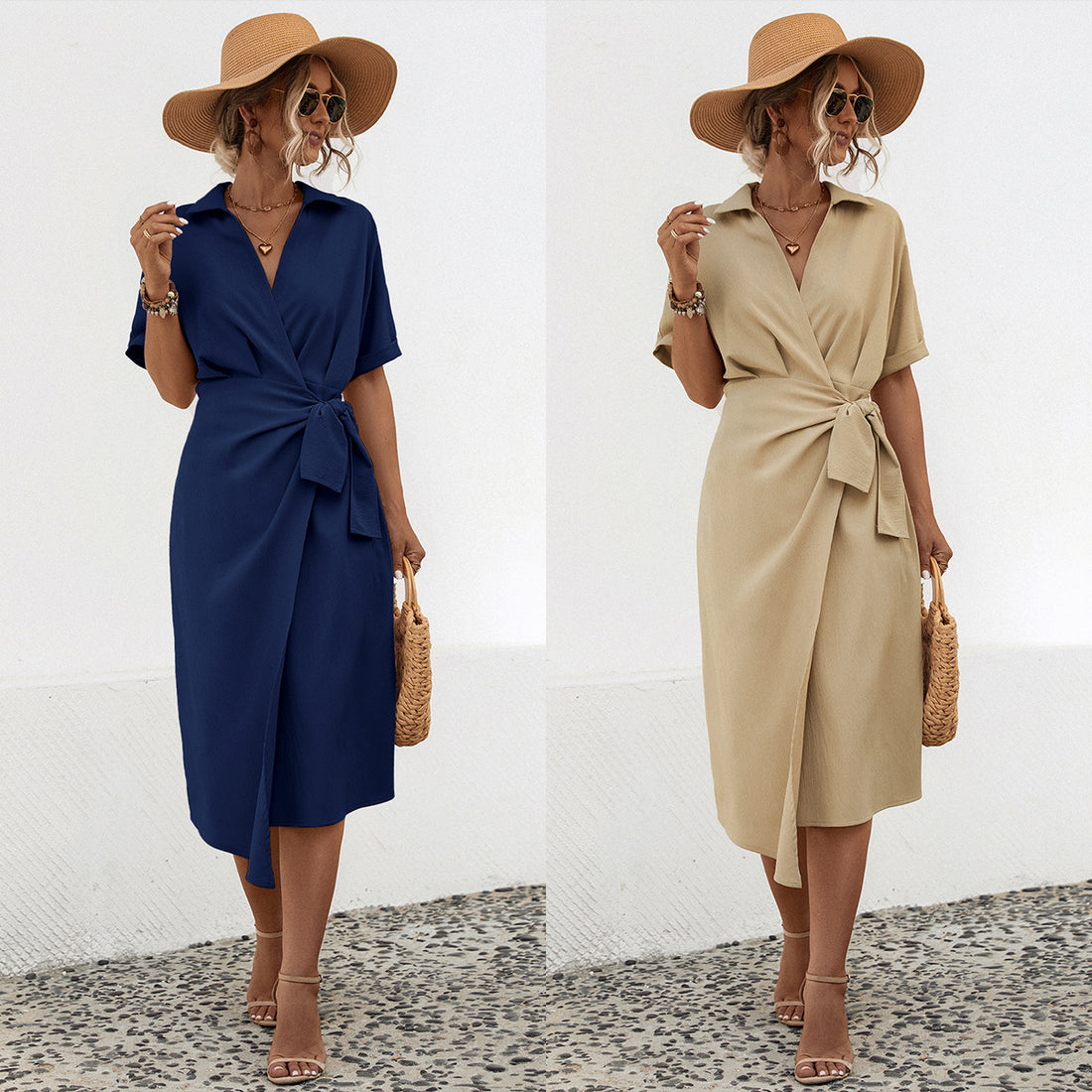Stomach Blanket Short Sleeve Dress Women