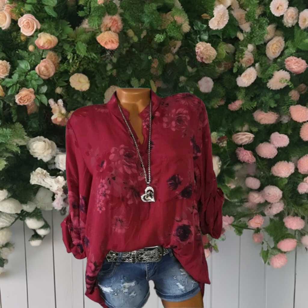 5XL Plus Size Summer Tops Women Blouses Long Sleeve Print Stand Collar Button Blouse Pullover Womens Clothing Shirt Blusa